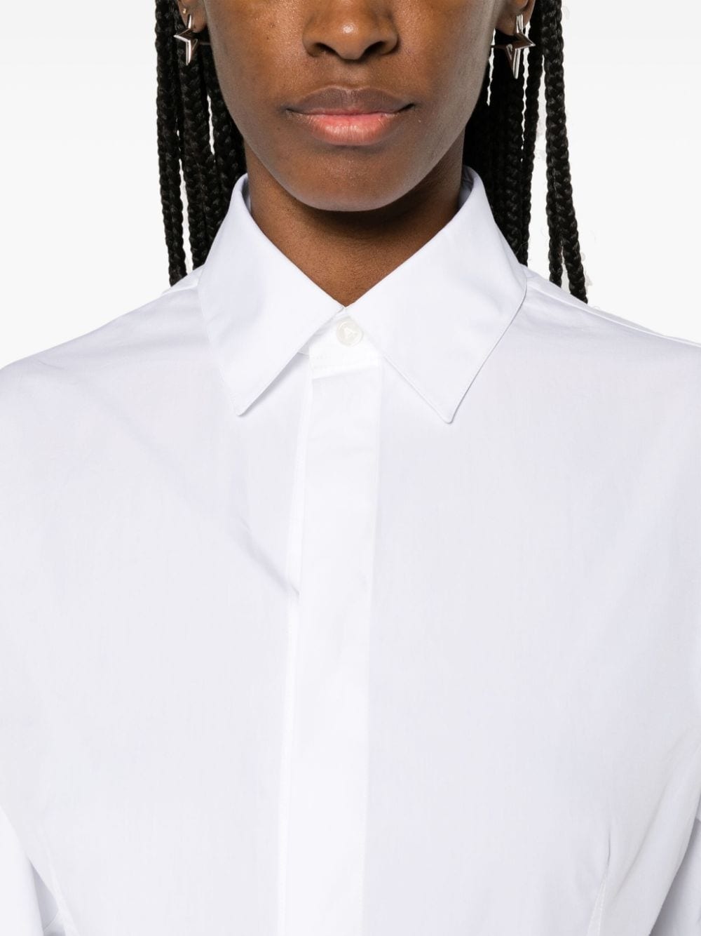 pointed-collar poplin bodysuit - 5
