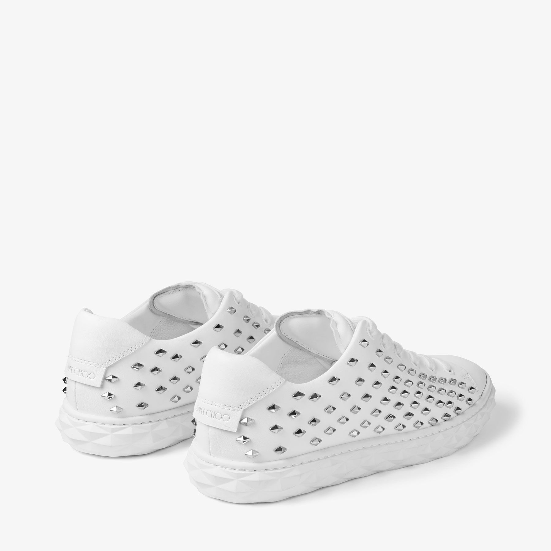 Diamond Light/F
White Nappa Low-Top Trainers with Studs - 5