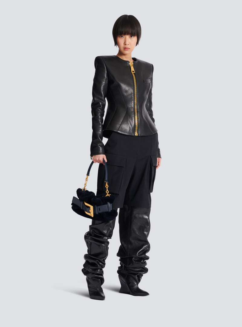 Balmain Mini Anthem bag in shearling outlook
