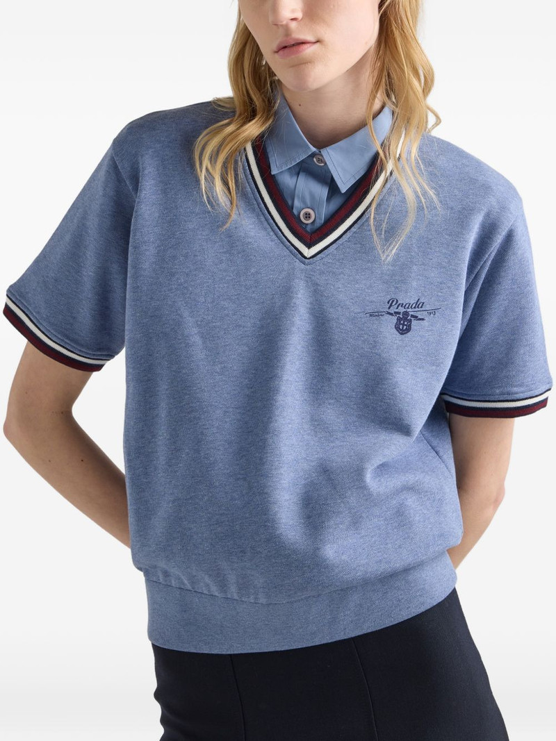 cotton fleece V-neck sweatshirt 4