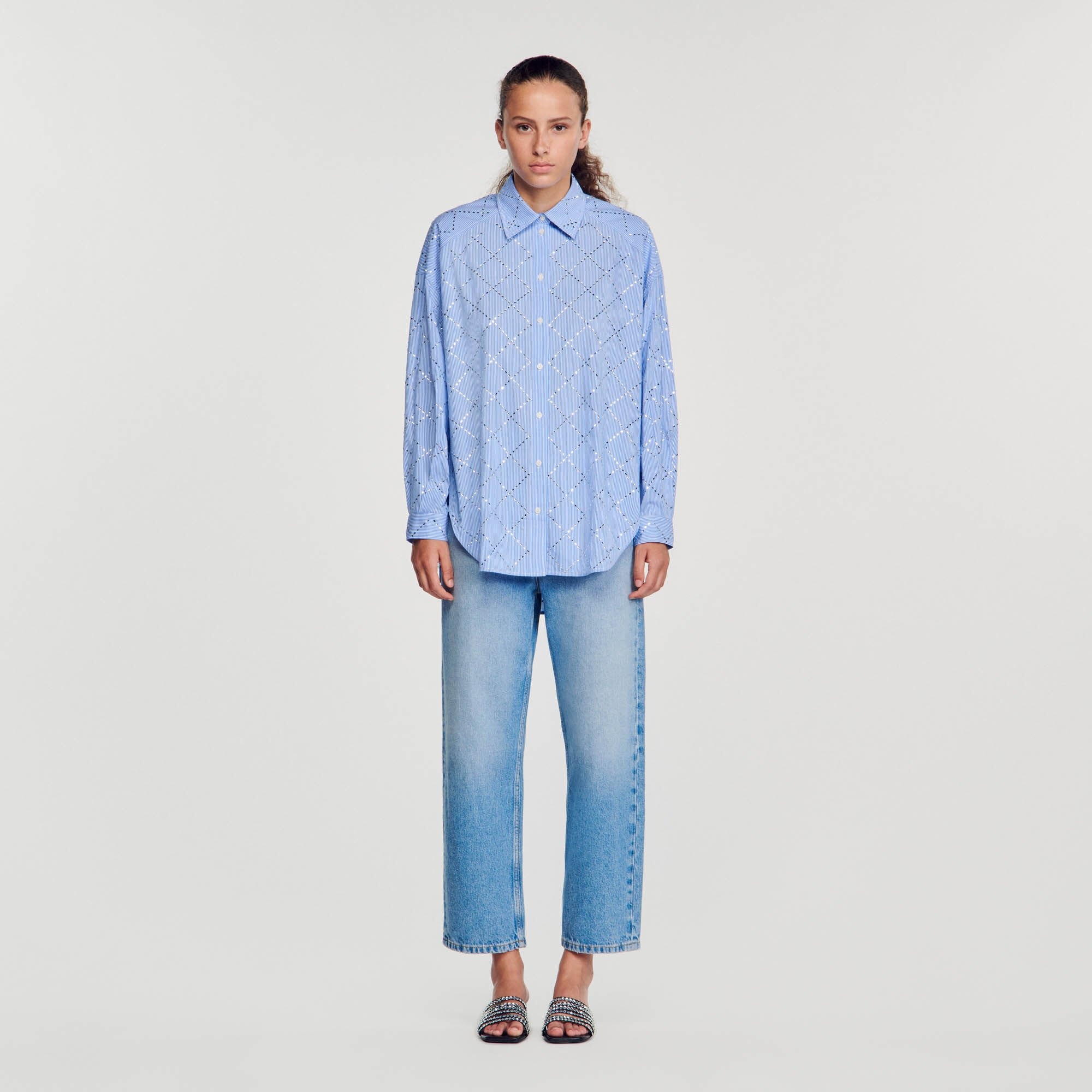 OVERSIZED SHIRT WITH RHINESTONES - 3