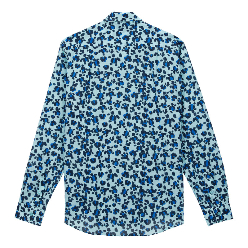 Vilebrequin Unisex Cotton Voile Lightweight Shirt Turtles Leopard outlook