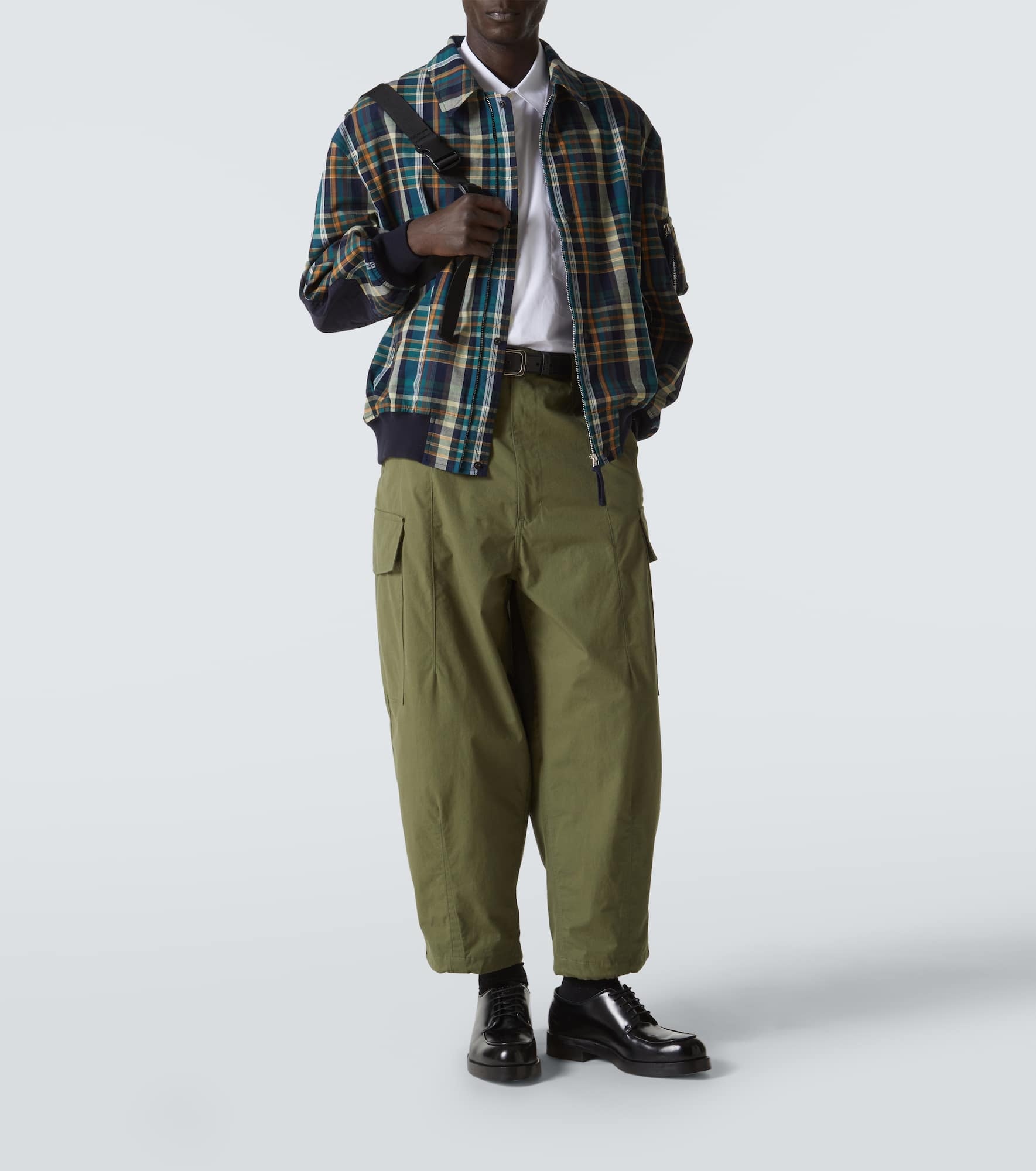 Checked cotton and linen blouson - 2