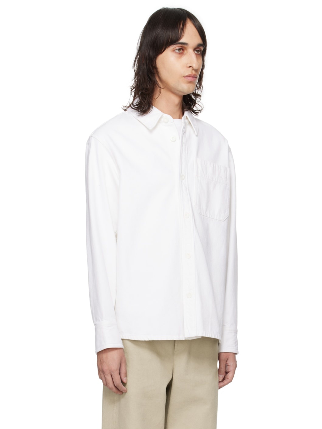 White Basile Brodée Poitrine Denim Shirt - 2