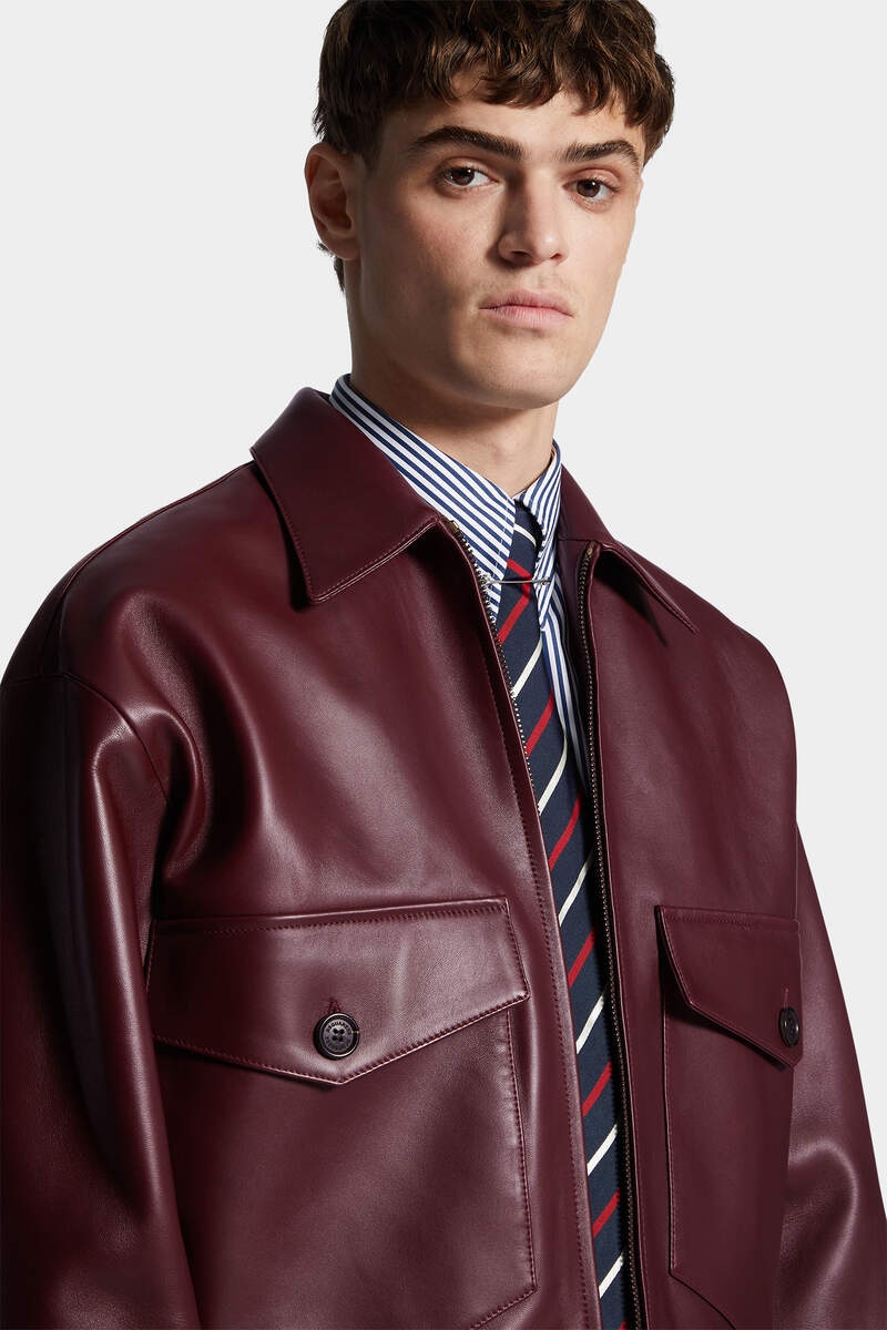 CHIC LEATHER BLOUSON - 5