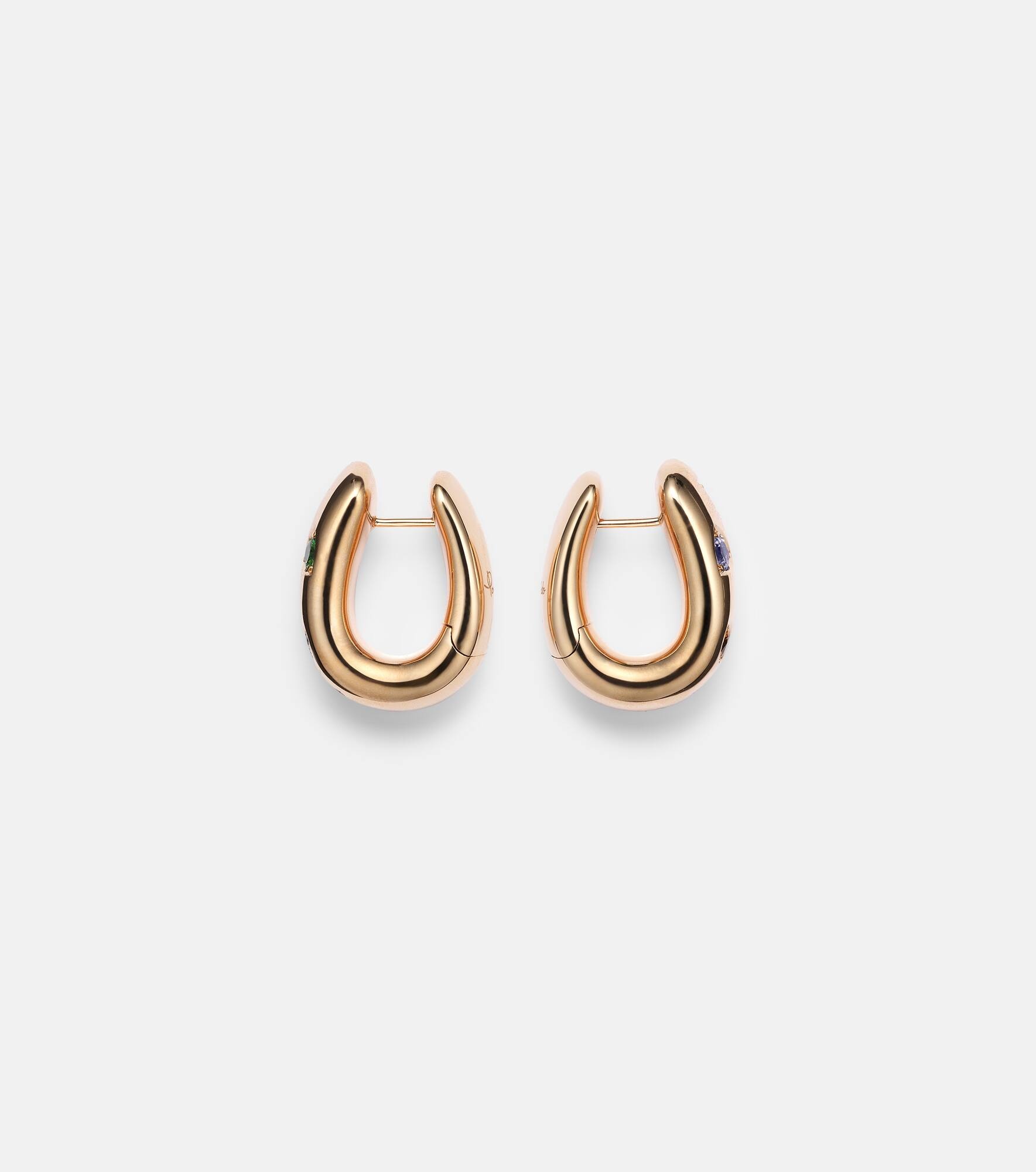 Iconica 18k rose gold hoop earrings with gemstones - 4