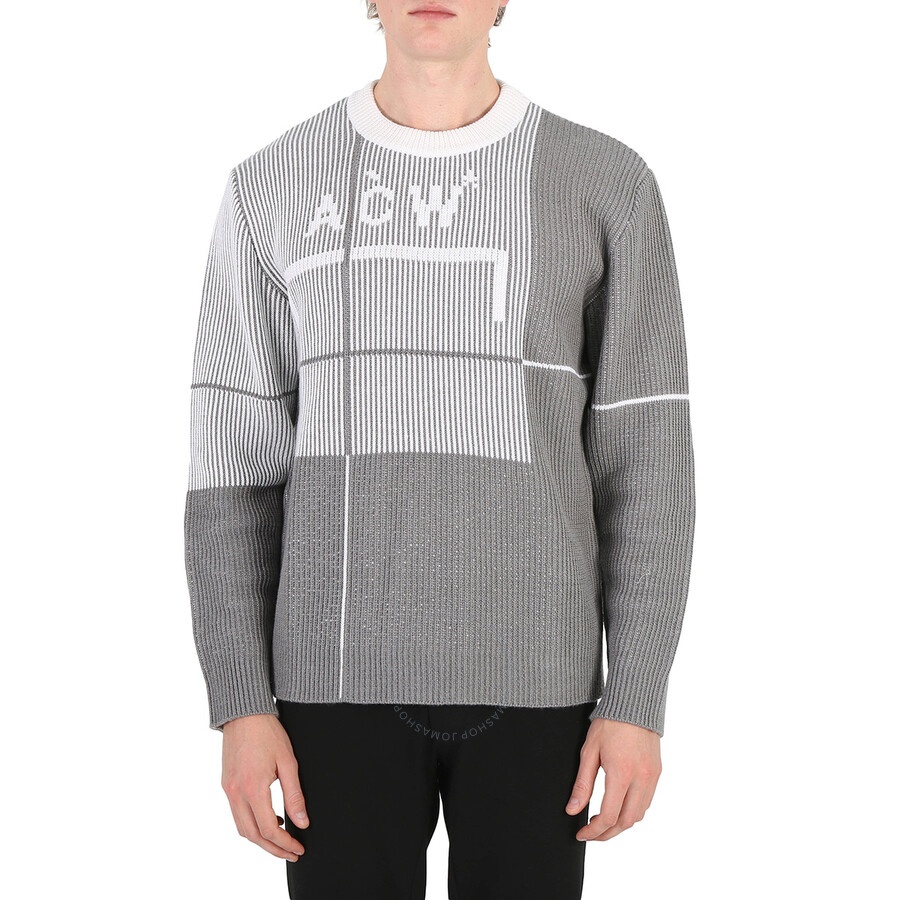 A Cold Wall Mid Grey Grid Knit Crewneck Jumper - 3