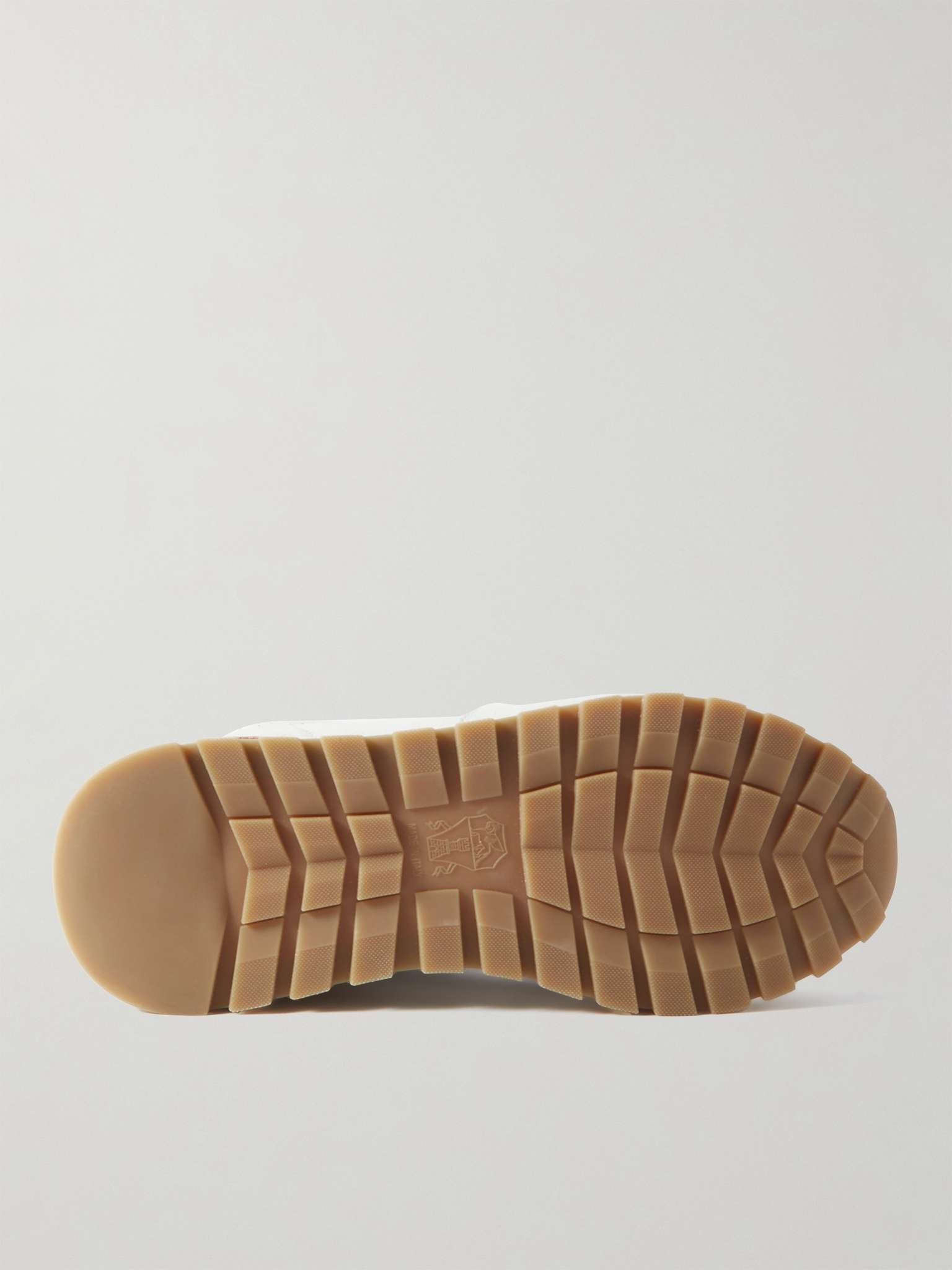 Perforated Leather and Suede Sneakers - 3