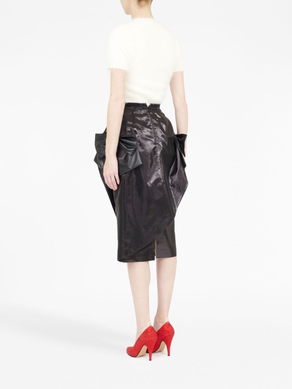 bow-detail asymmetric midi skirt - 5