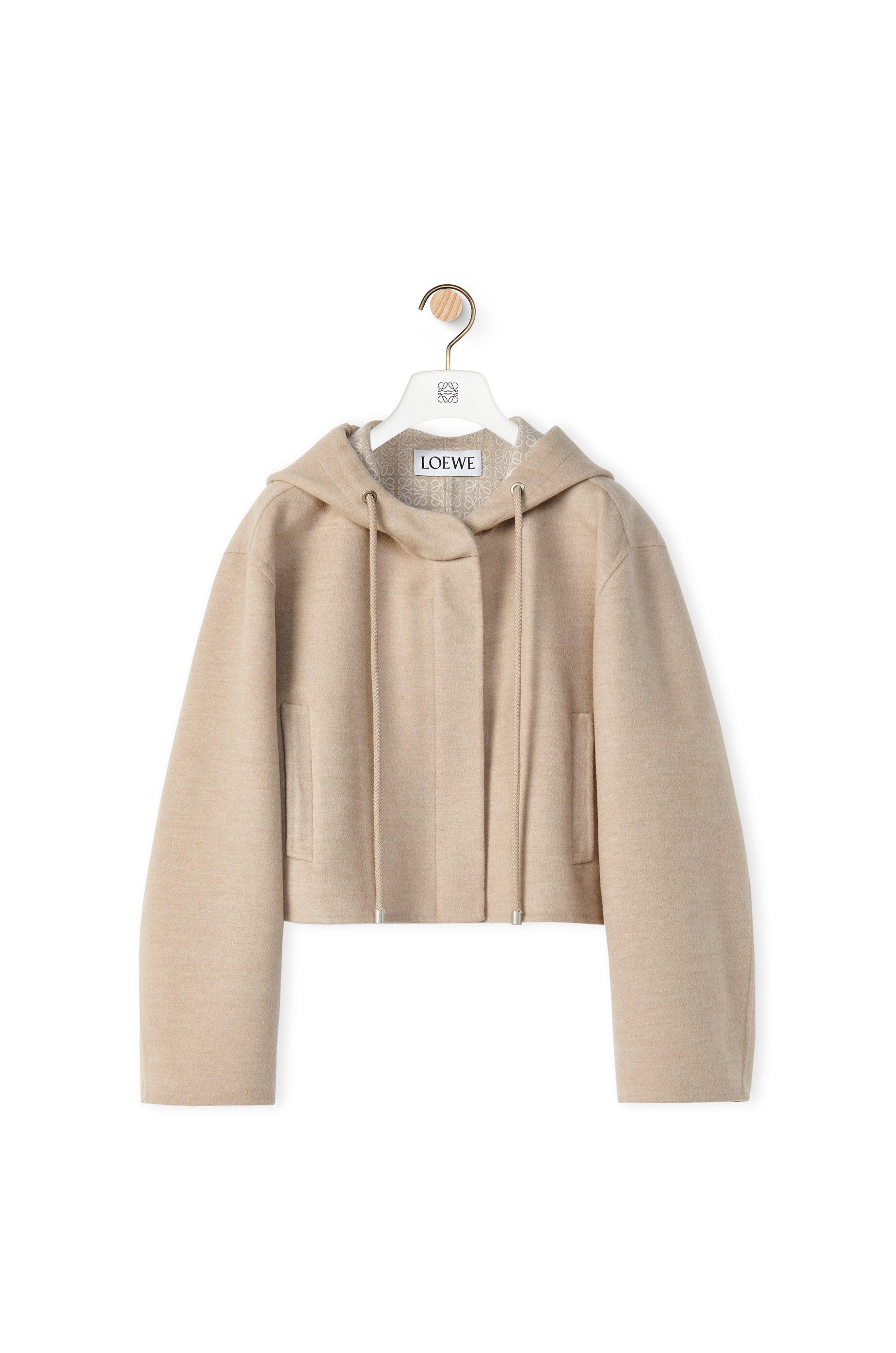 Anagram jacquard hooded jacket in wool - 1
