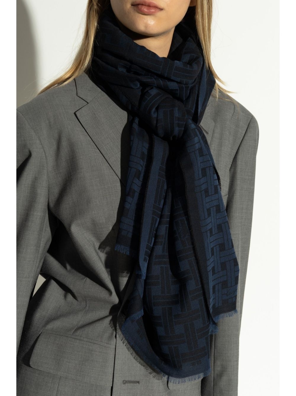 logo-jacquard scarf - 2