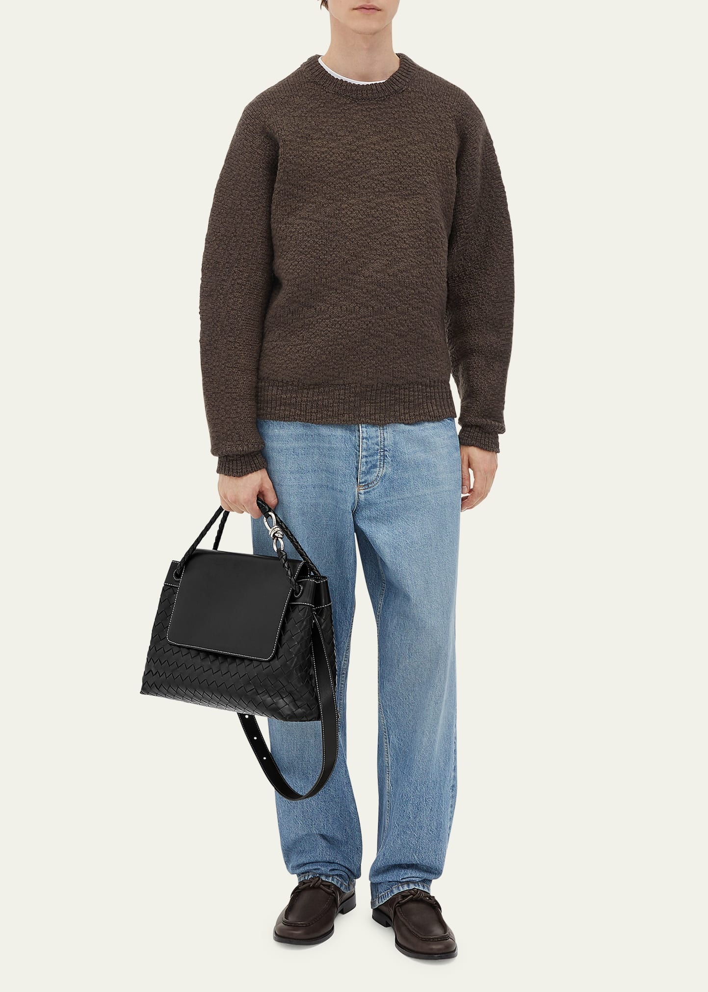 Men's Andiamo Medium Intrecciato Leather Messenger Bag - 2
