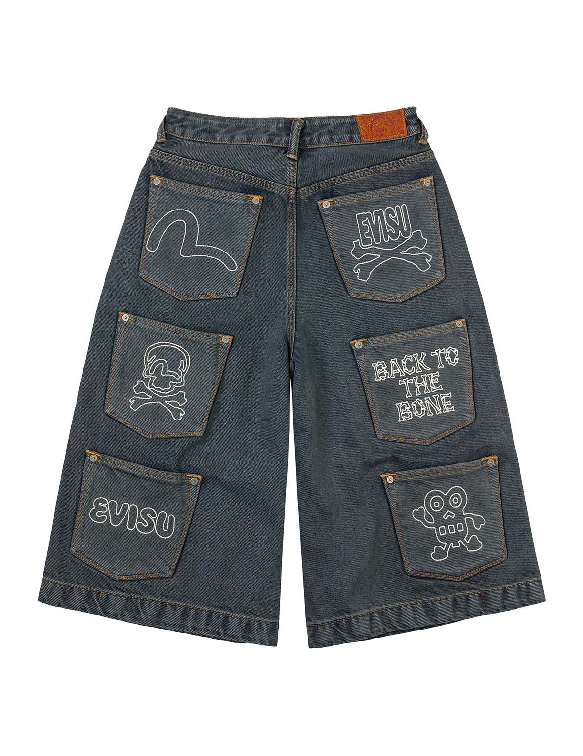 Multi-Pocket with Multi Logos Embroidery Cropped Jeans - 13