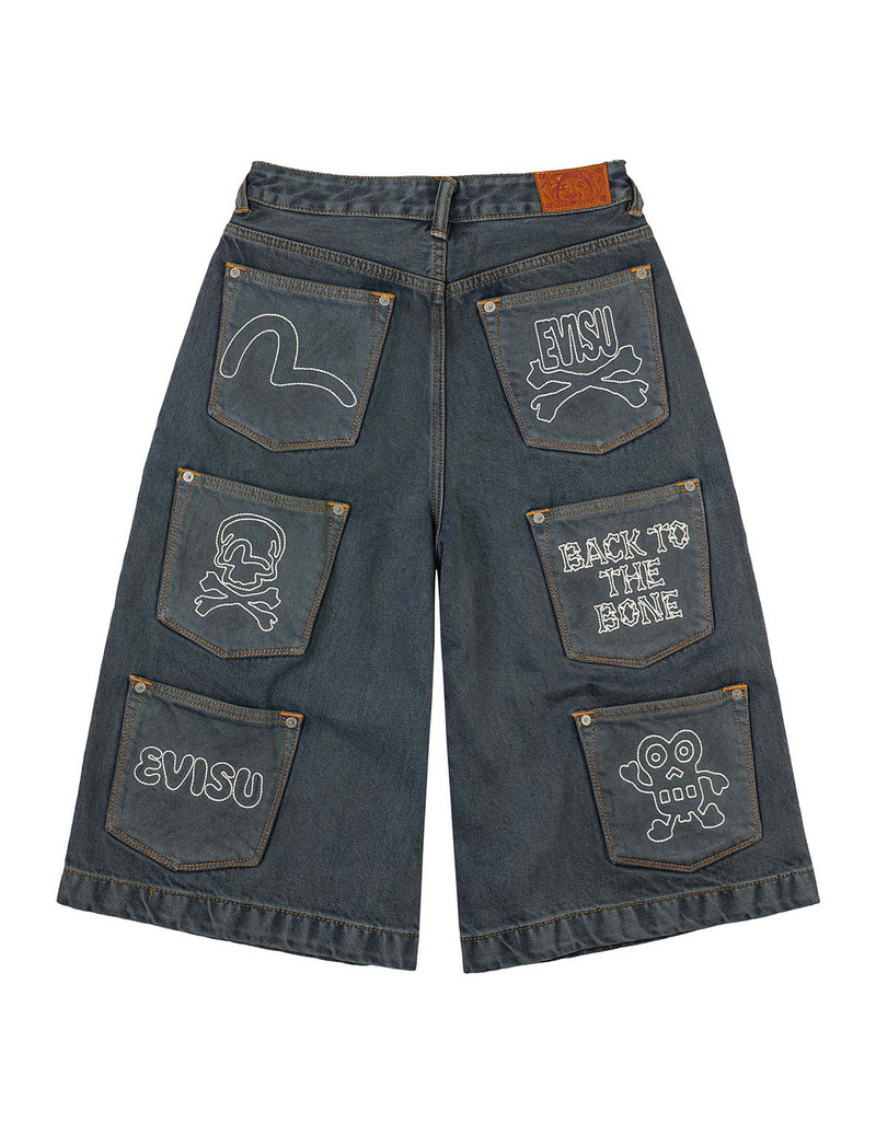 Multi-Pocket with Multi Logos Embroidery Cropped Jeans 13
