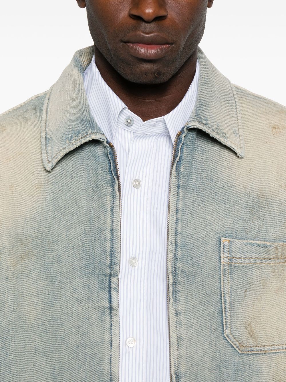 zip-up denim jacket - 5