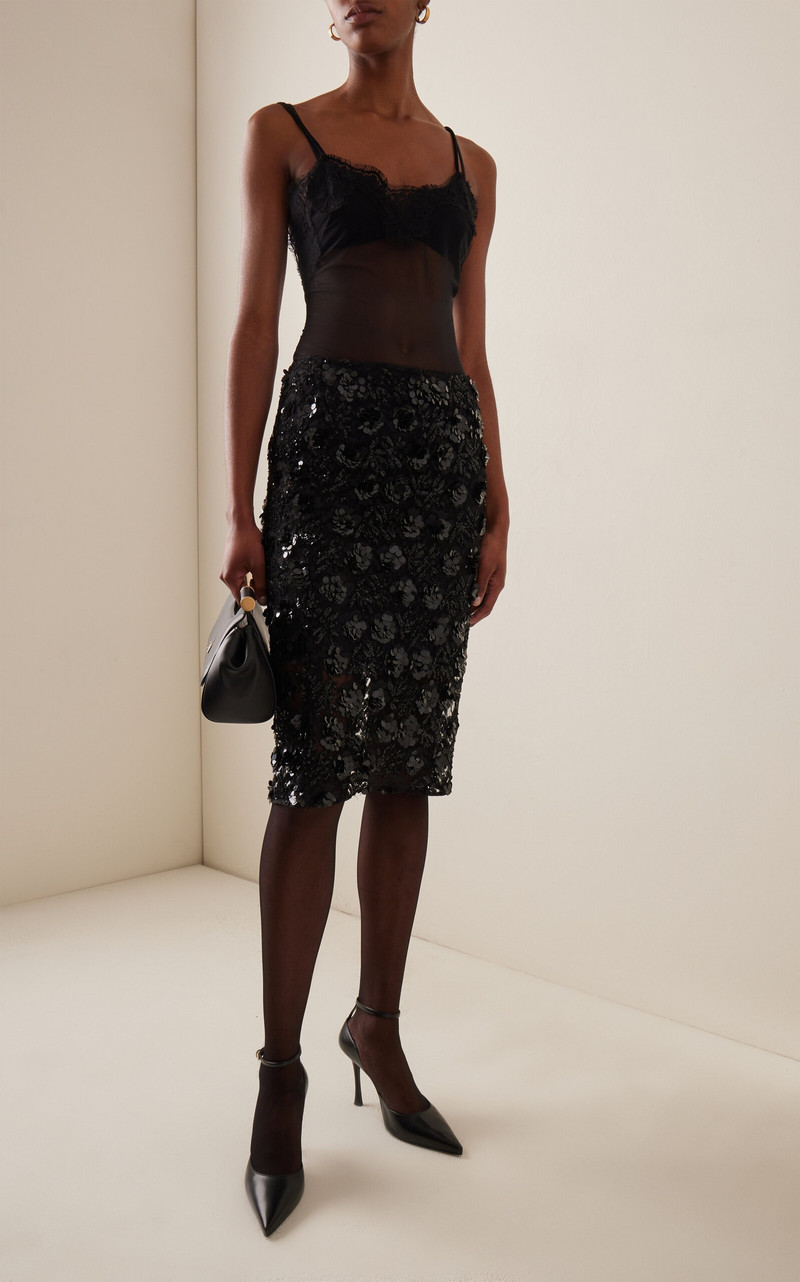 Lace-Trimmed Tulle Camisole Top black 3