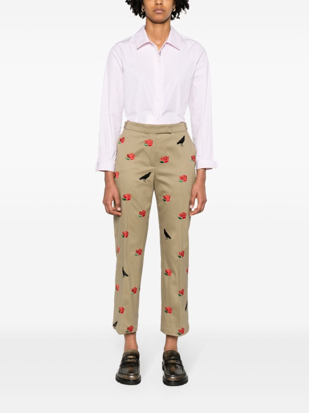 striped poplin cropped shirt - 2
