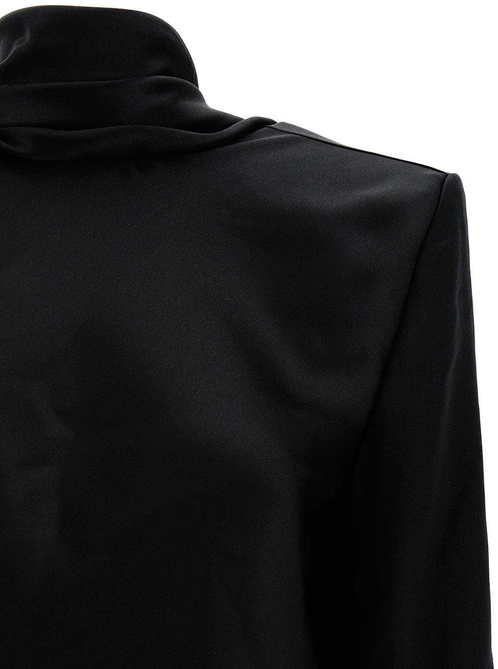 Saint Laurent Women Black Blouse With Cowl-Back In Silk Satin Woman - 3