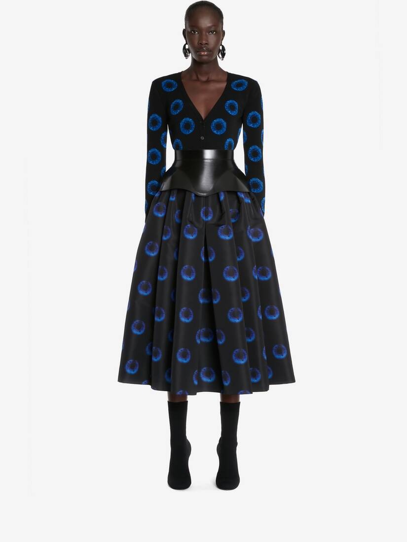 Women's Iris Jacquard Cardigan in Black/blue - 2