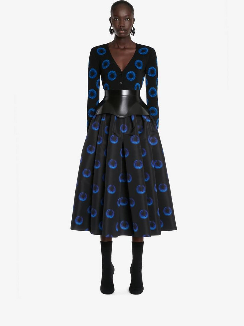 Alexander McQueen Women's Iris Jacquard Cardigan in Black/blue outlook