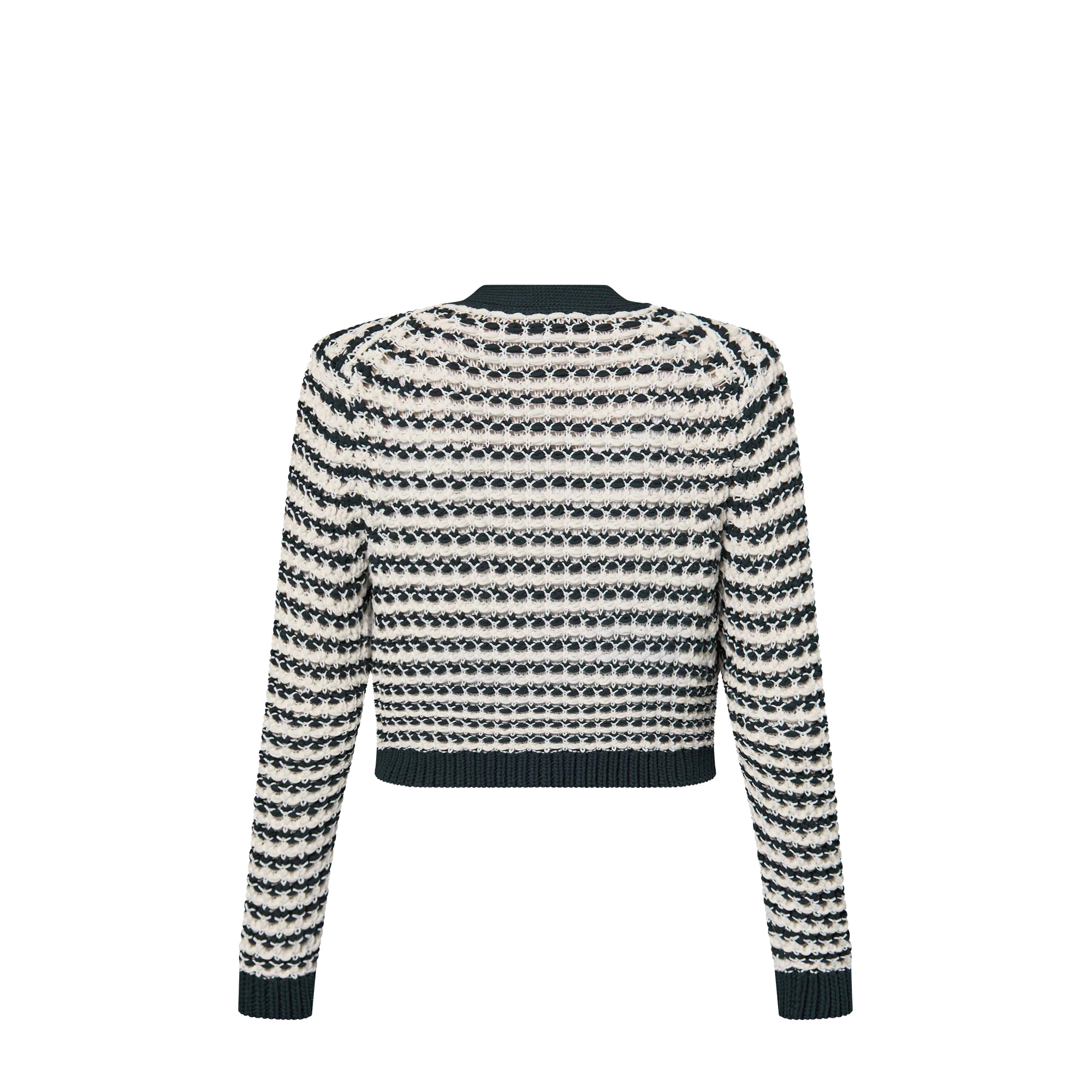 Striped Lace Knit Cardigan - 3