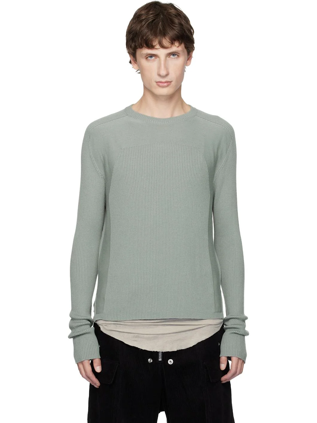 Gray Concordians Ribbed Geo Sweater - 1