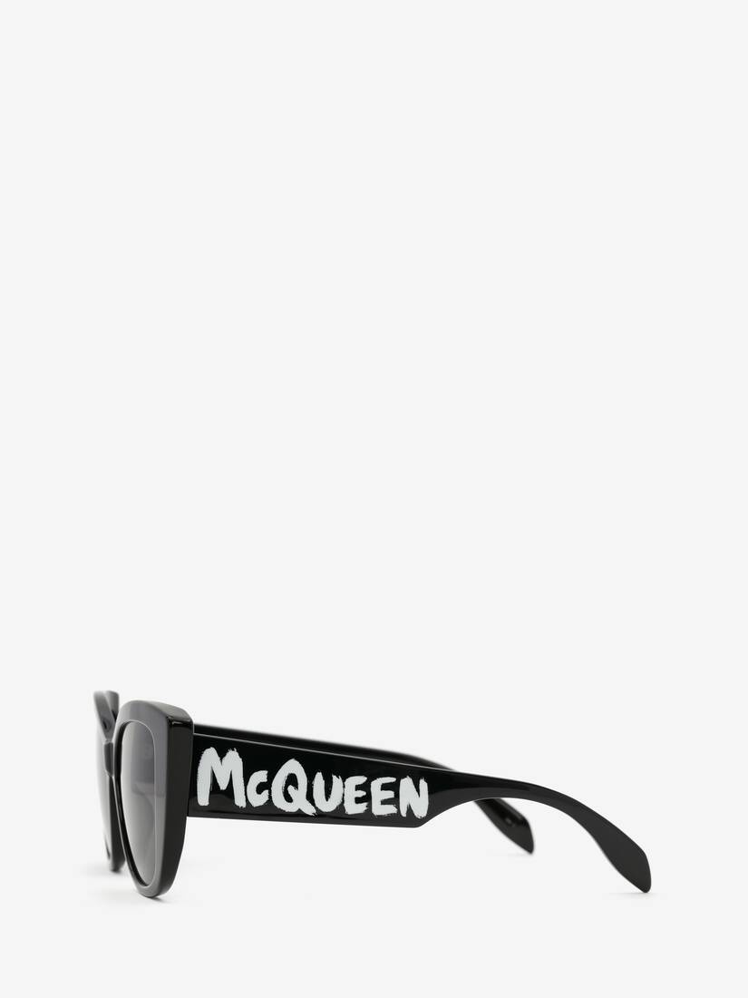 Women's McQueen Graffiti Cat-eye Sunglasses in Black/grey - 2