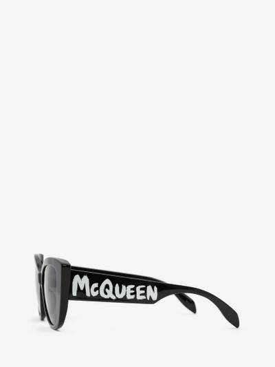 Alexander McQueen Women's McQueen Graffiti Cat-eye Sunglasses in Black/grey outlook
