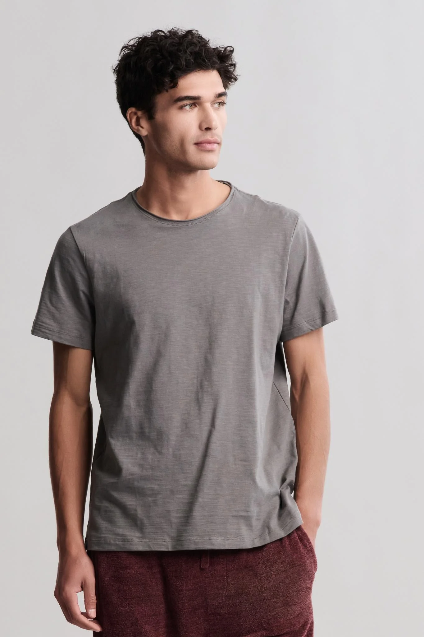 Malibu Collection® Slub Cut Neck T-Shirt - 1