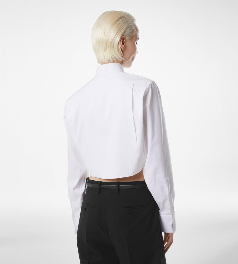 BONDED COTTON SILK BLEND POPLIN CROPPED SHIRT 4