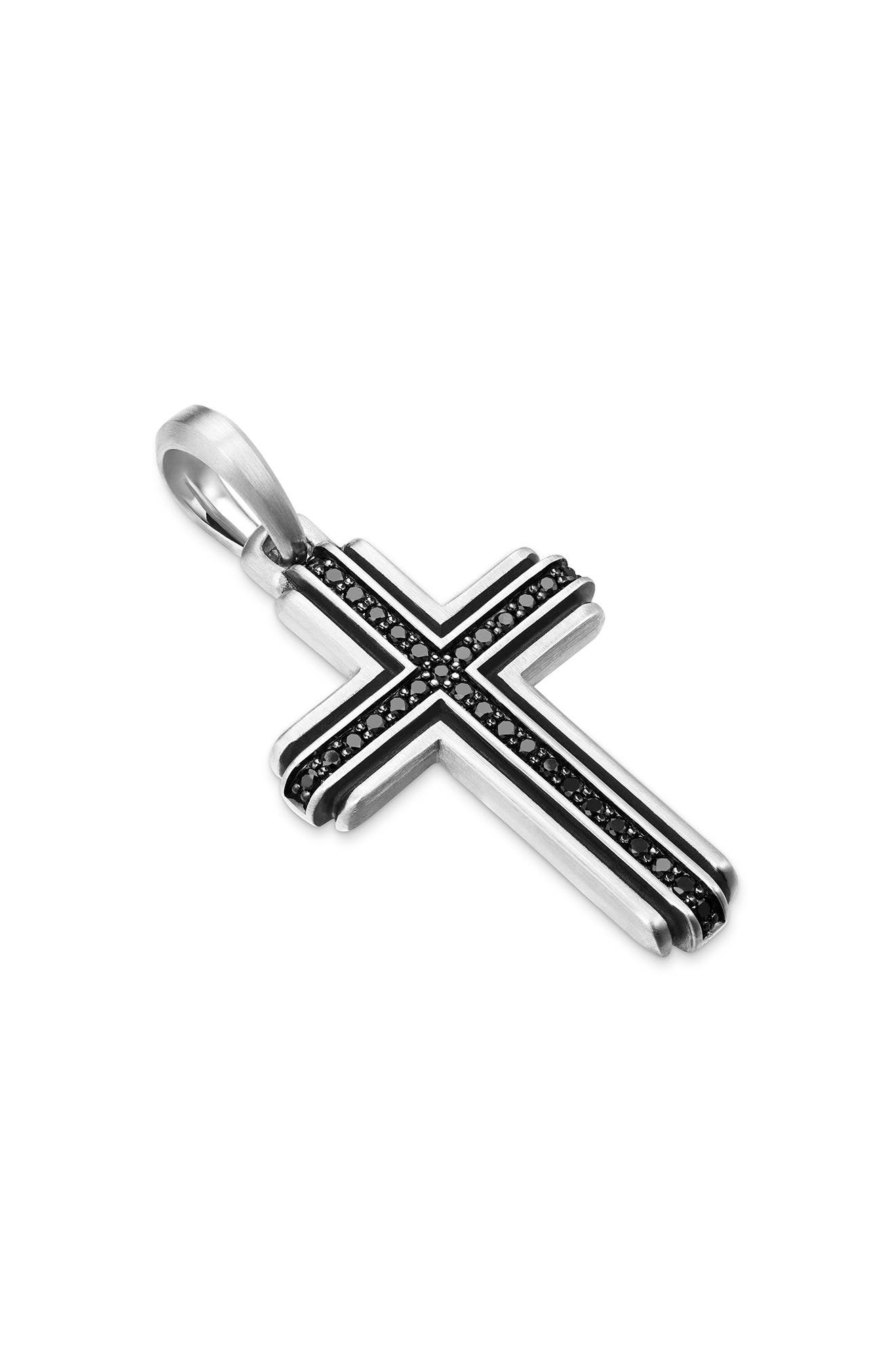 David Yurman Deco Cross Pendant with Pavé Black Diamonds in Silver/Black Diamond at Nordstrom - 4