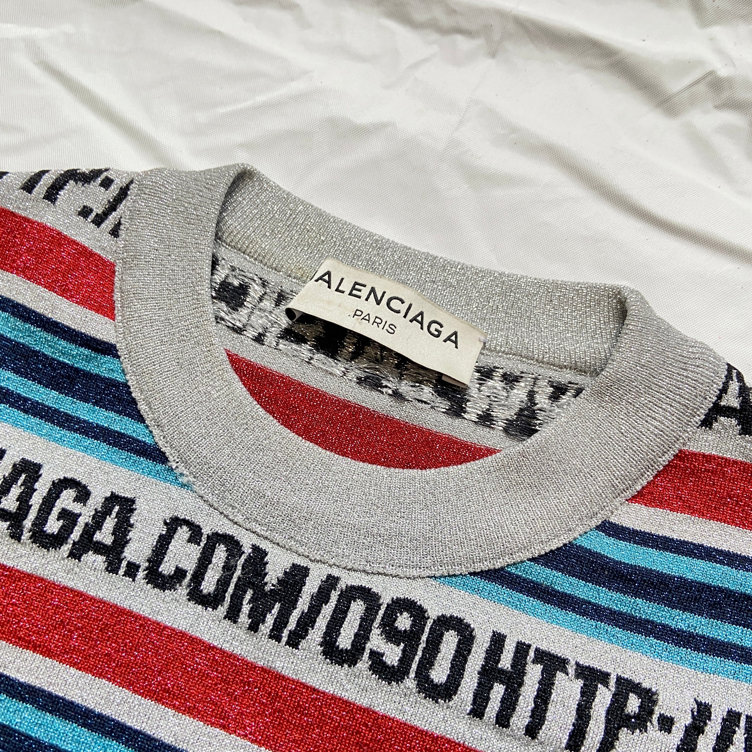 Balenciaga Website Url glitter jacquard knit striped sweater top 38 - 10