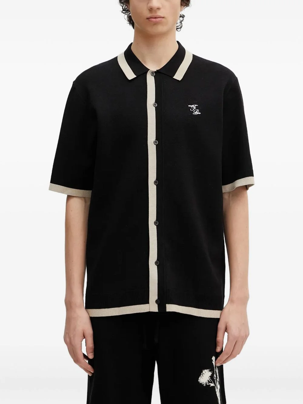 floral-print knitted shirt - 1