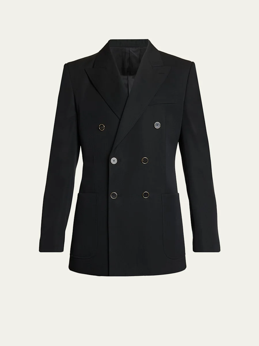 Men's Wool Gabardine Double-Breasted Jacket - 1
