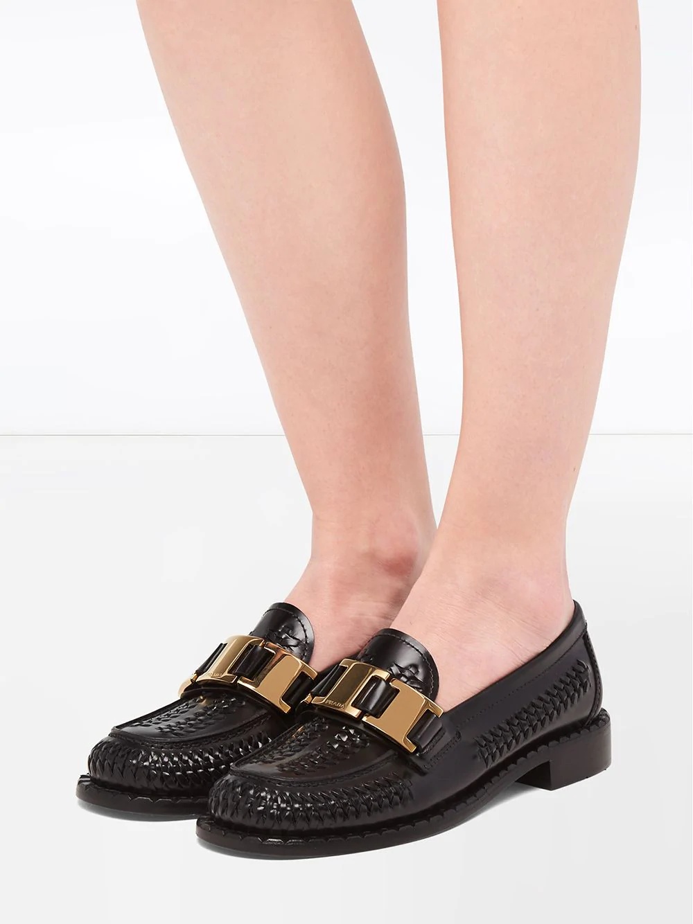 buckled woven loafers - 5