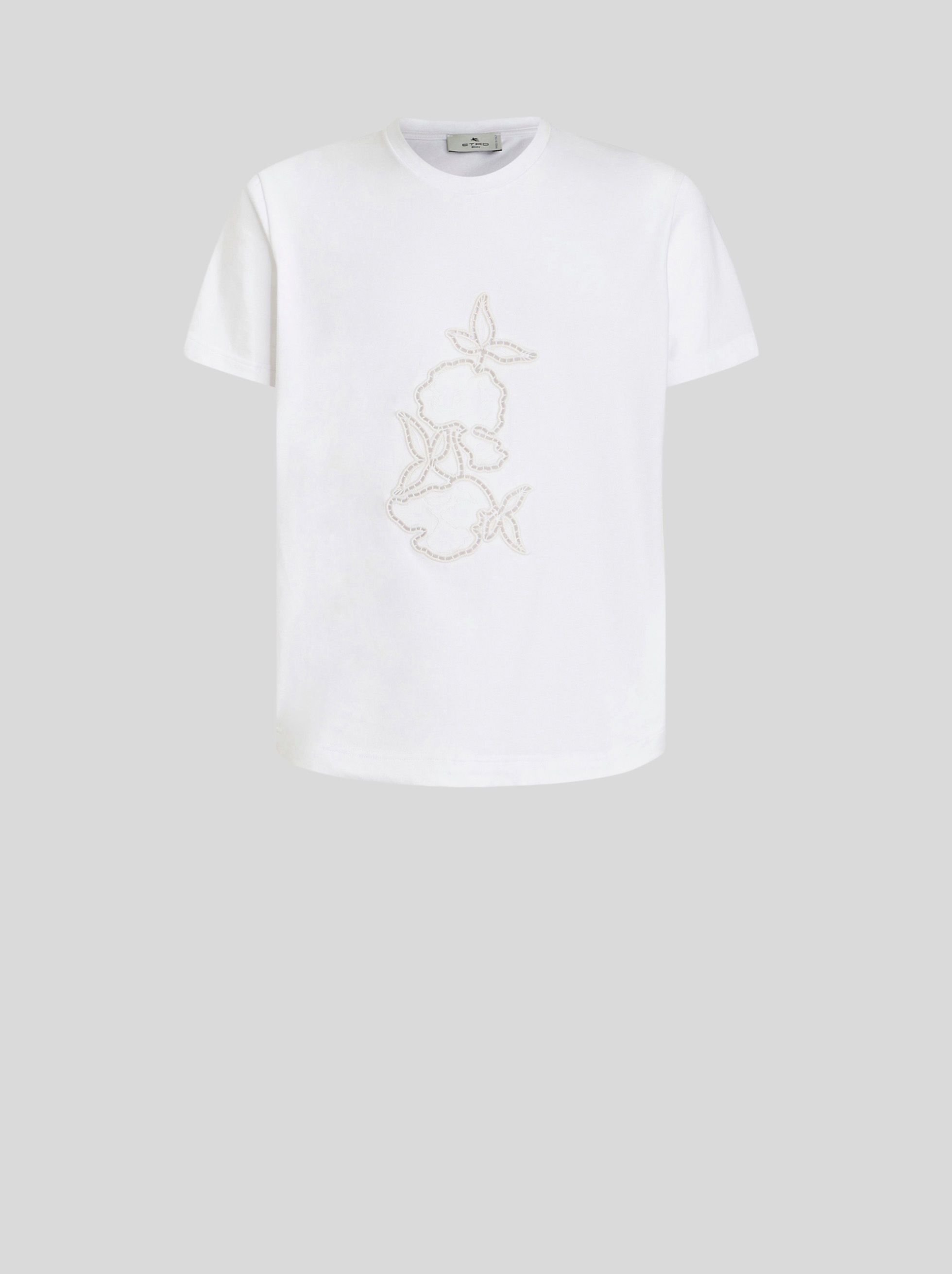T-SHIRT WITH FLORAL EMBROIDERY - 1