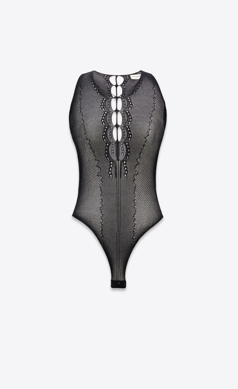 fishnet bodysuit in knit - 1