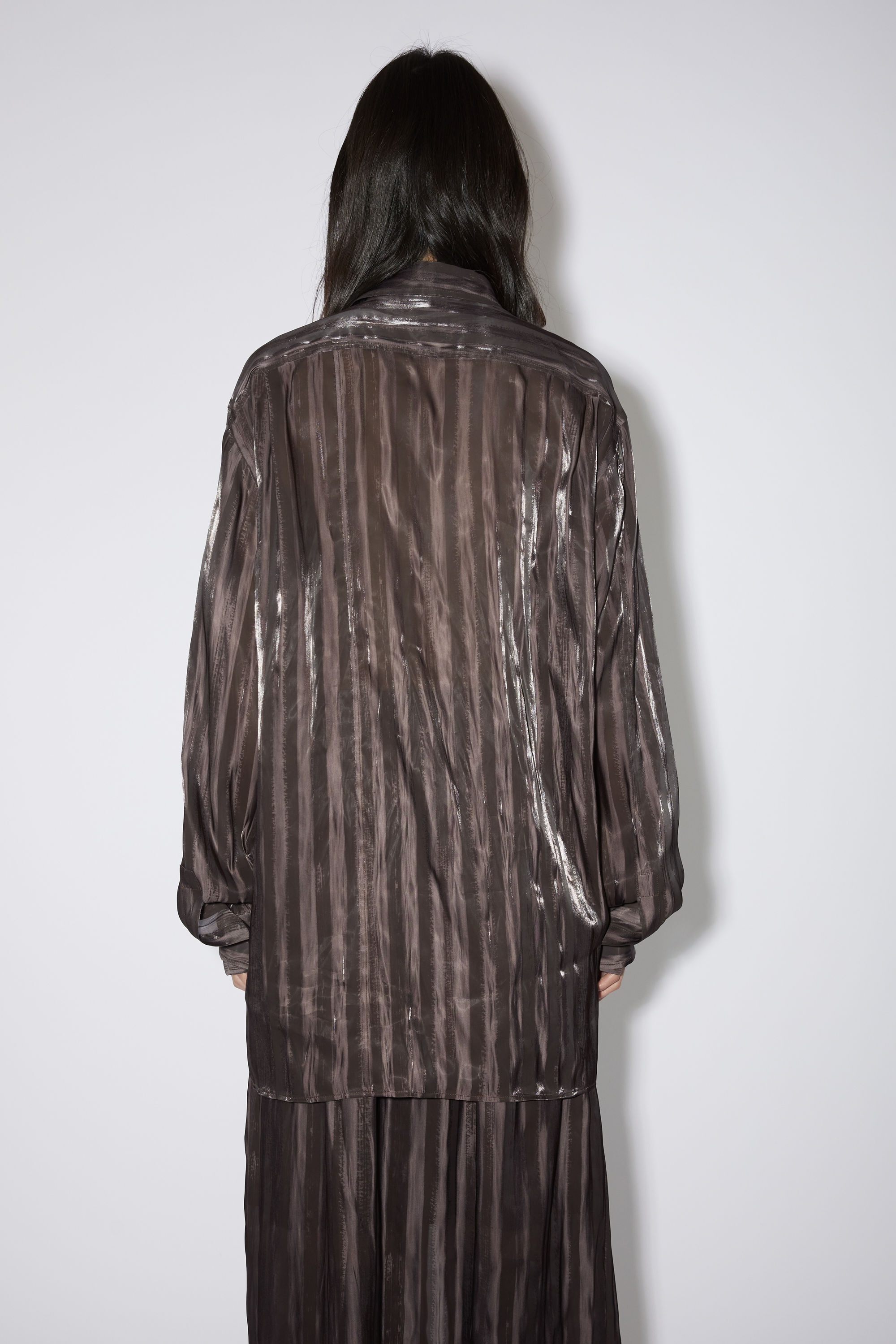 Stripe button-up shirt - Chestnut brown - 4