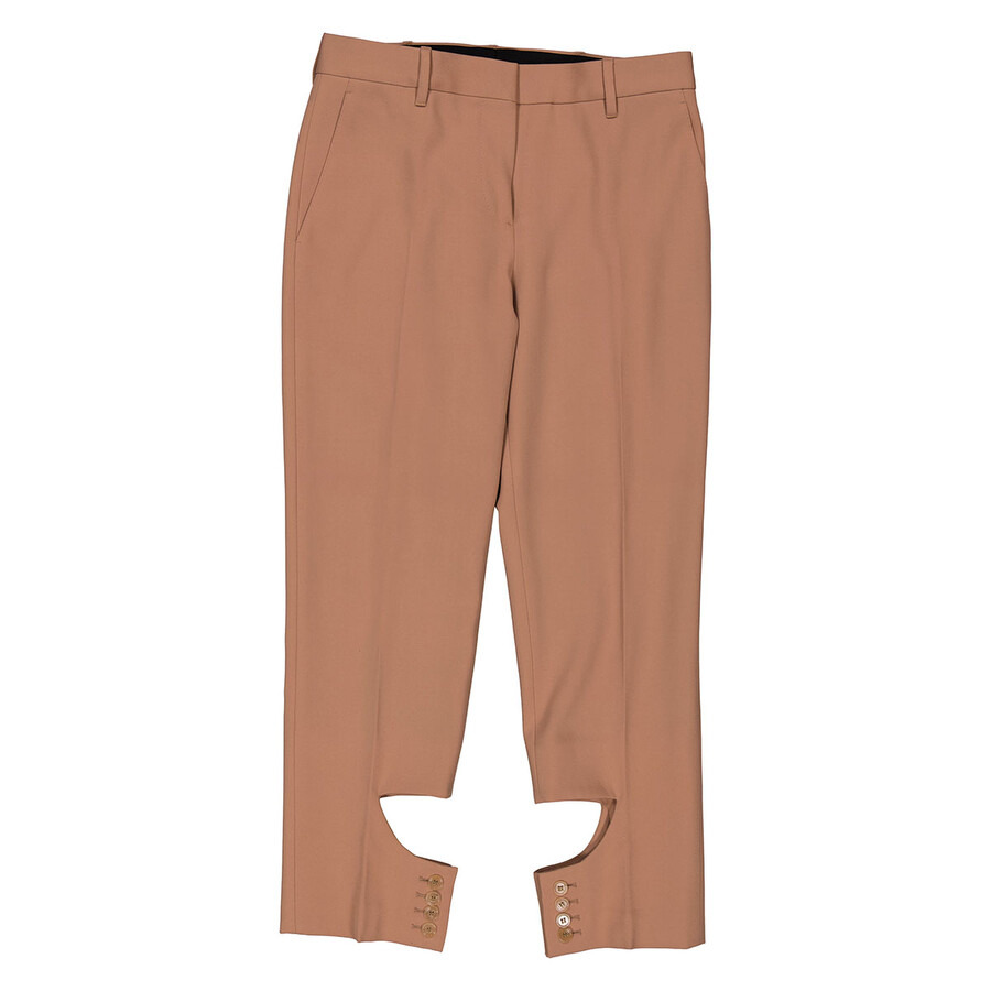 Burberry Ladies Dark Biscuit Cut Out Detail Trousers - 1