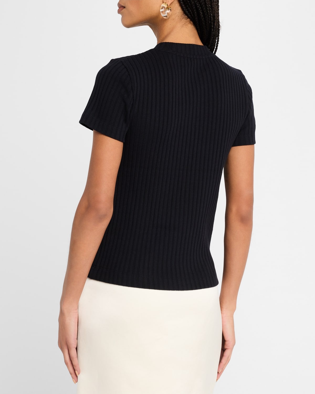 Ribbed Short-Sleeve Crewneck Top - 3