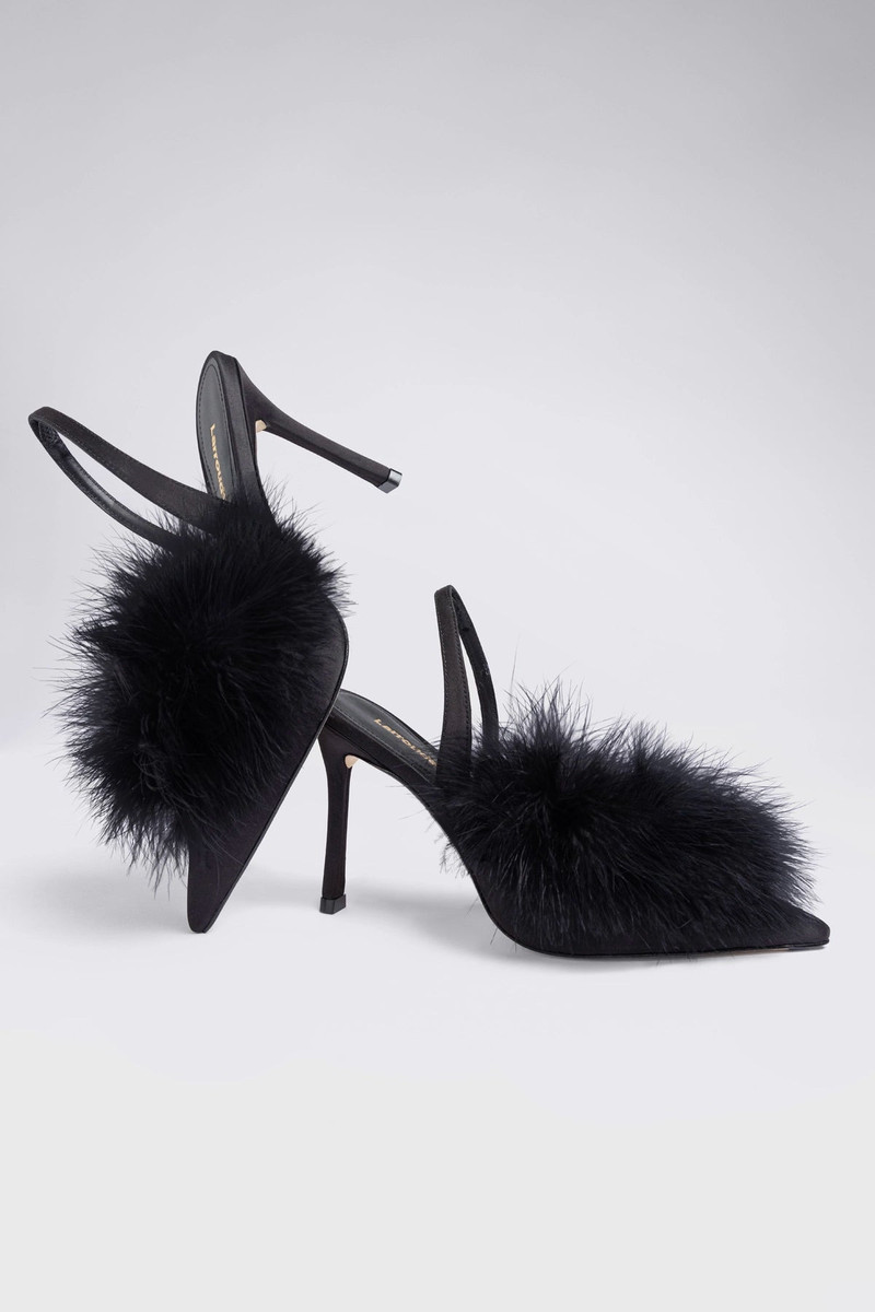 Plume Pump Black Satin 6