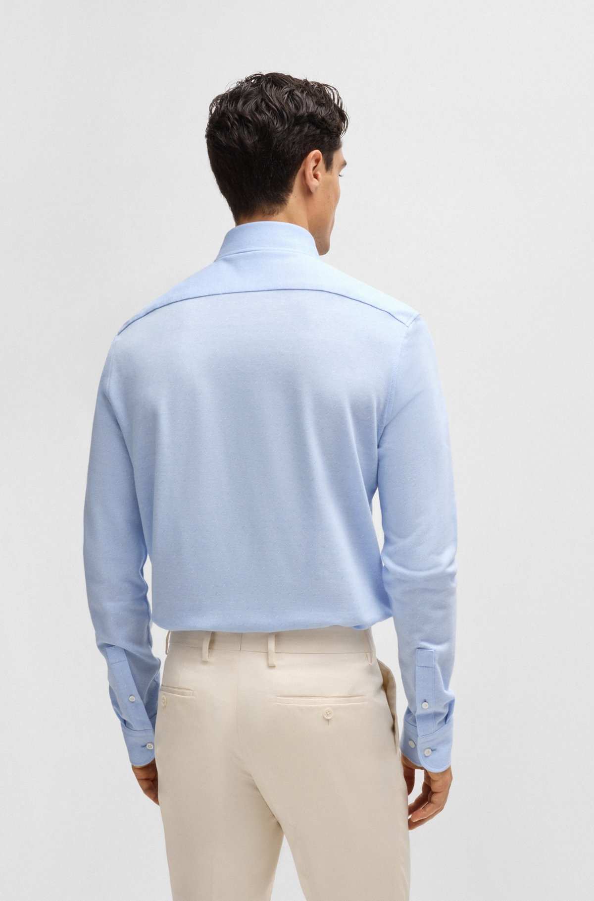 CASUAL-FIT SHIRT IN JACQUARD-PATTERNED COTTON JERSEY - 5