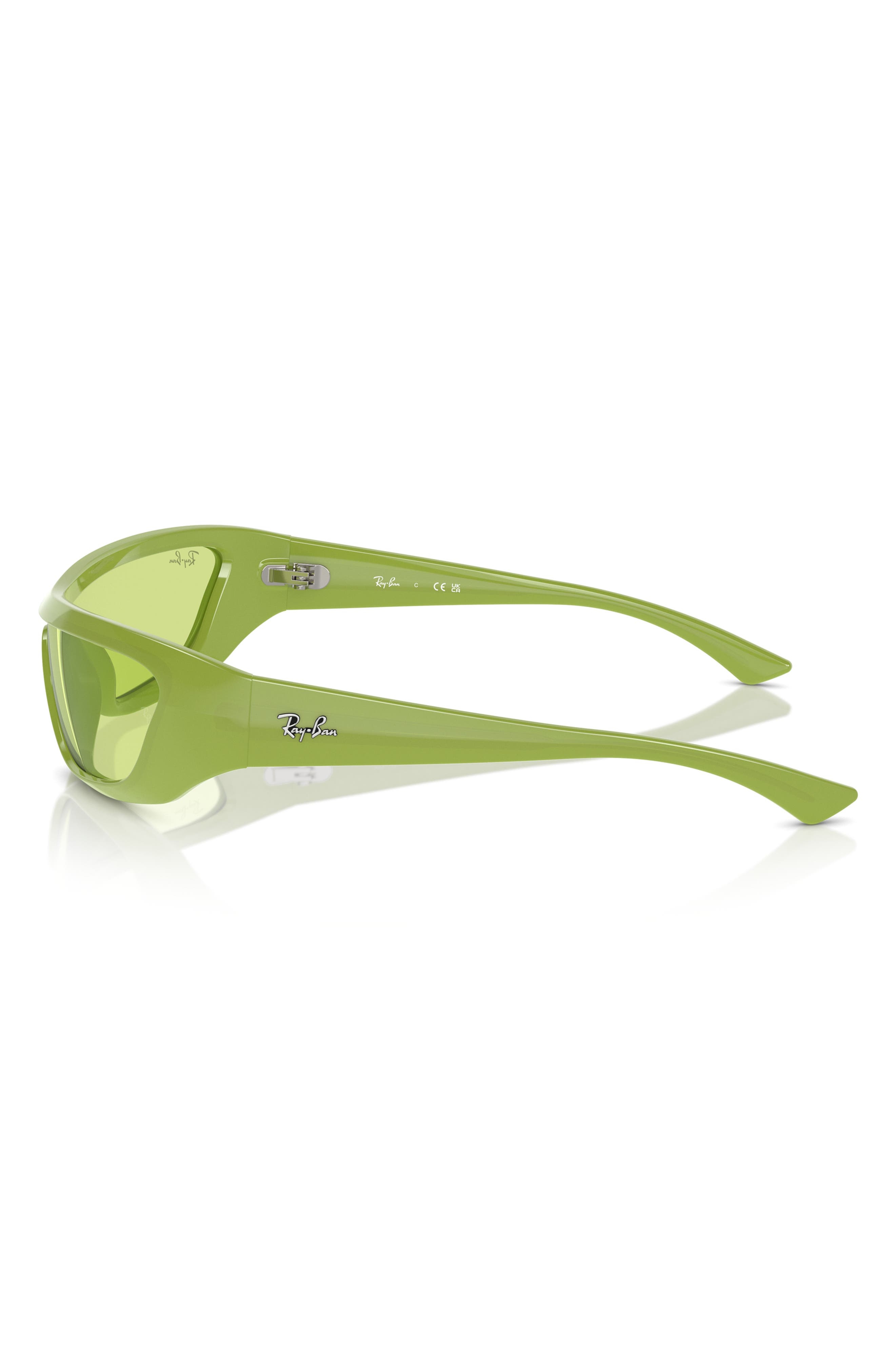 Ray-Ban Xan 134mm Wraparound Sunglasses in Green at Nordstrom - 4