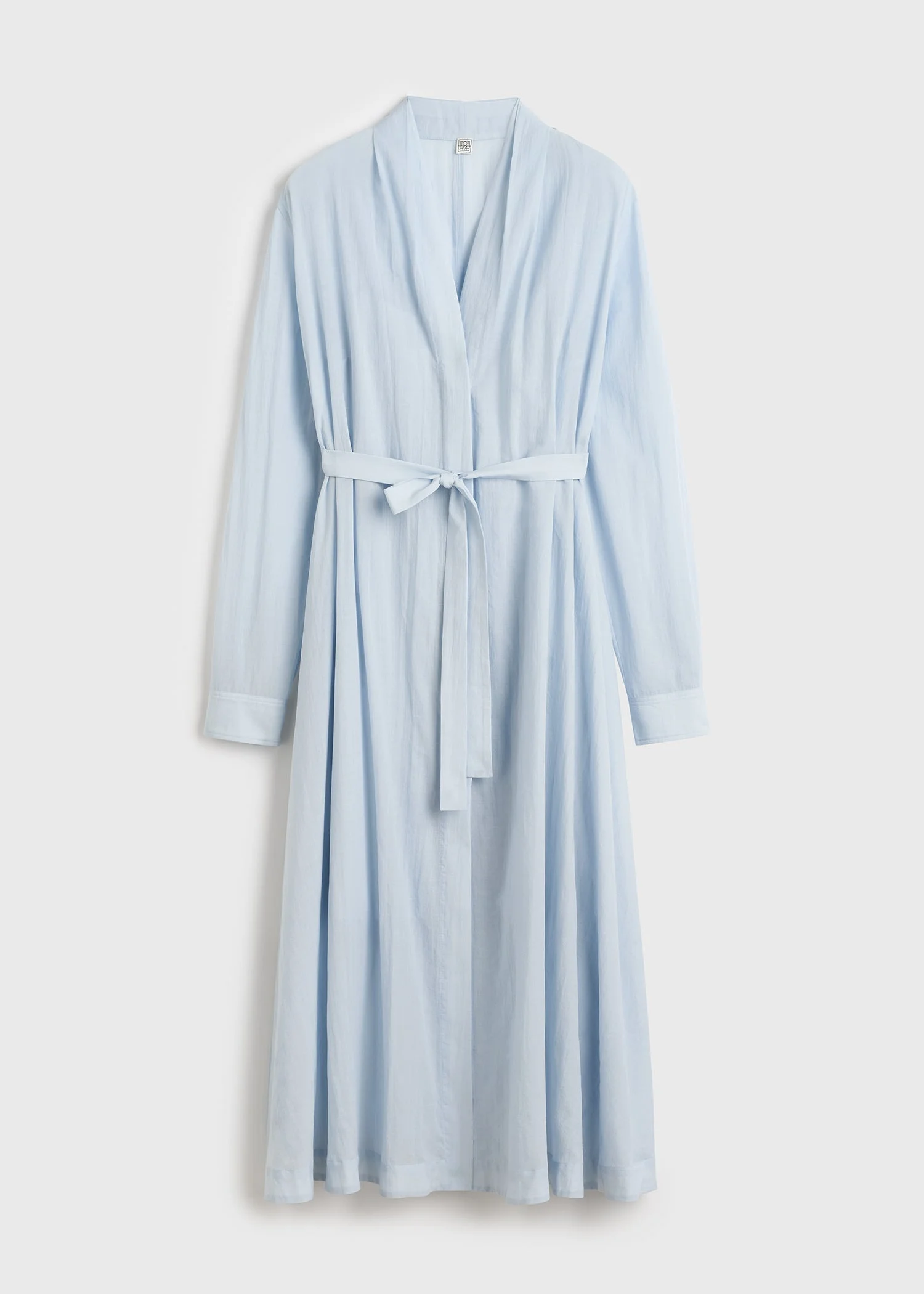 Belted cotton voile dress sky - 1