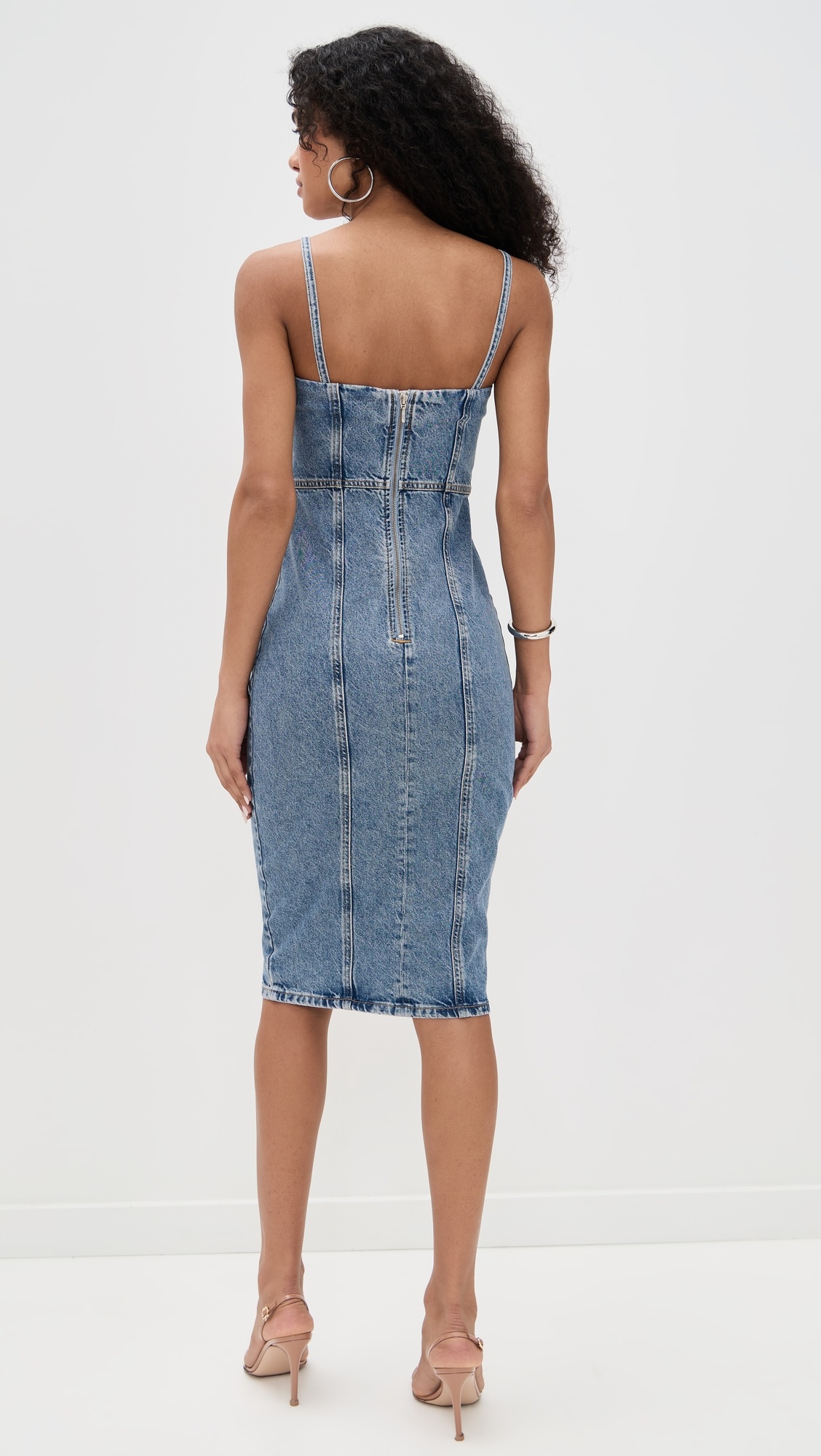 Colored Denim Snap Dress - 2