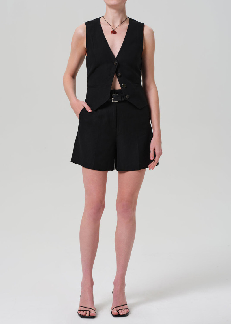 Waistcoat Linen Twill In Black 6