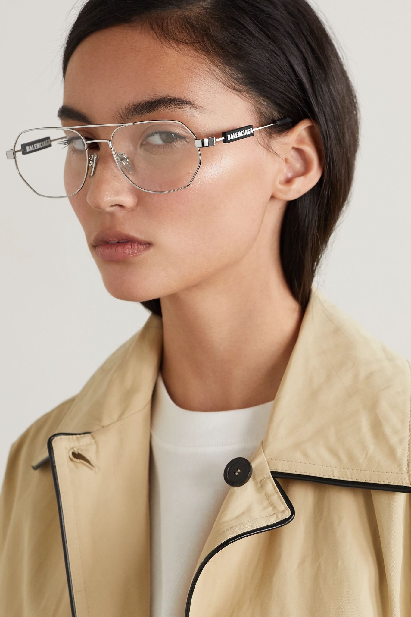 Aviator-style silver-tone optical glasses - 2