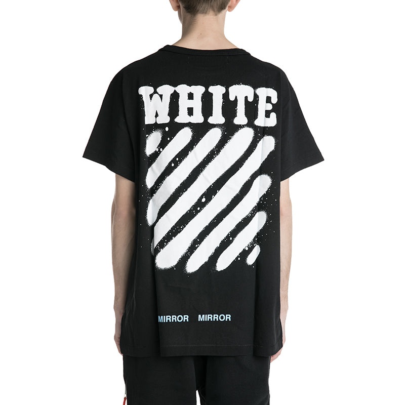 Men's Off-White C/O VIRGIL ABLOH Tiger Stripes Splash Ink Printing Short Sleeve Black T-Shirt OMAA00 - 4