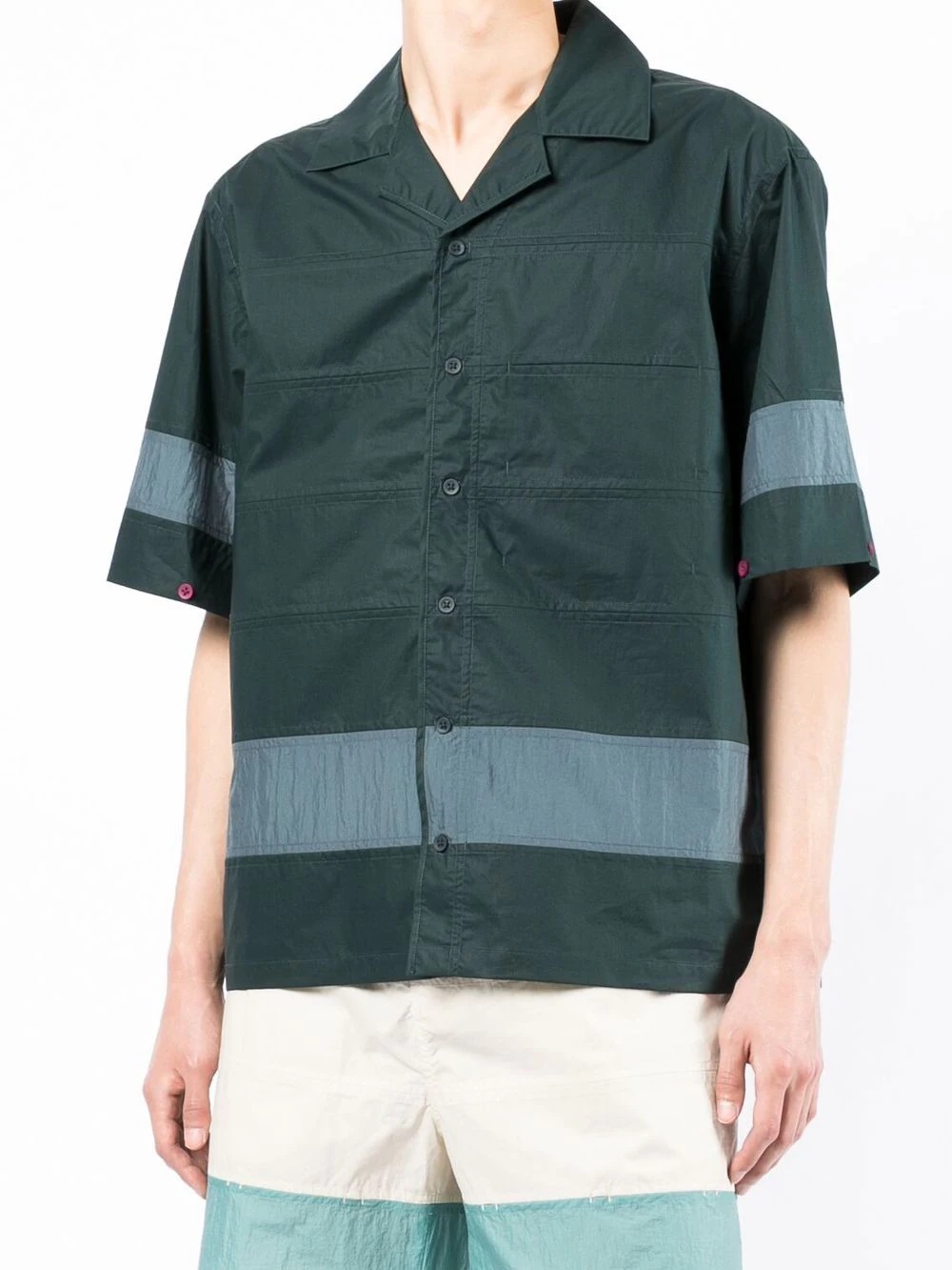 panelled short-sleeve shirt - 3