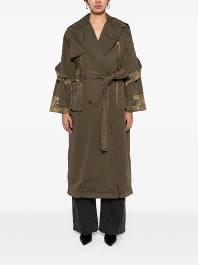 Blumarine panelled belted cotton trench coat outlook